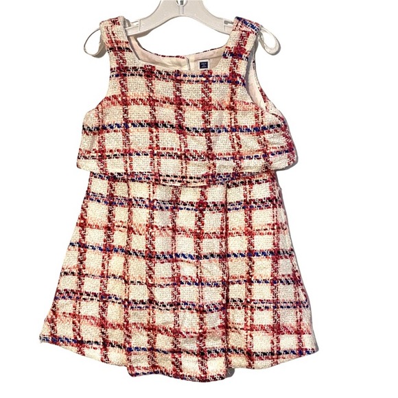 Spring Janie And Jack Tweed Dress boucle Raspberry Plaid 4